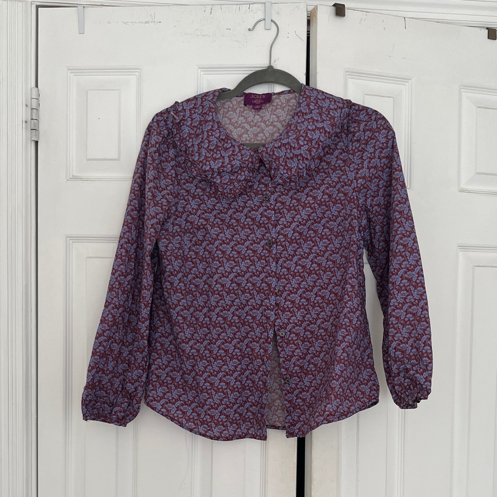 J. Crew Purple Floral Blouse